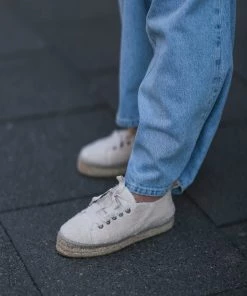 Manebi LACE-UP ESPADRILLES | Sydney Terry Cotton Natural