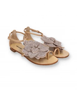 Lola Cruz New Arrivals SANDAL HORTENSIA 041Z00BK | Nude Glitter