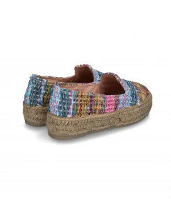 Manebi DOUBLE SOLE SLIPPER | Acapulco Raffia Fuchsia Blue Mix